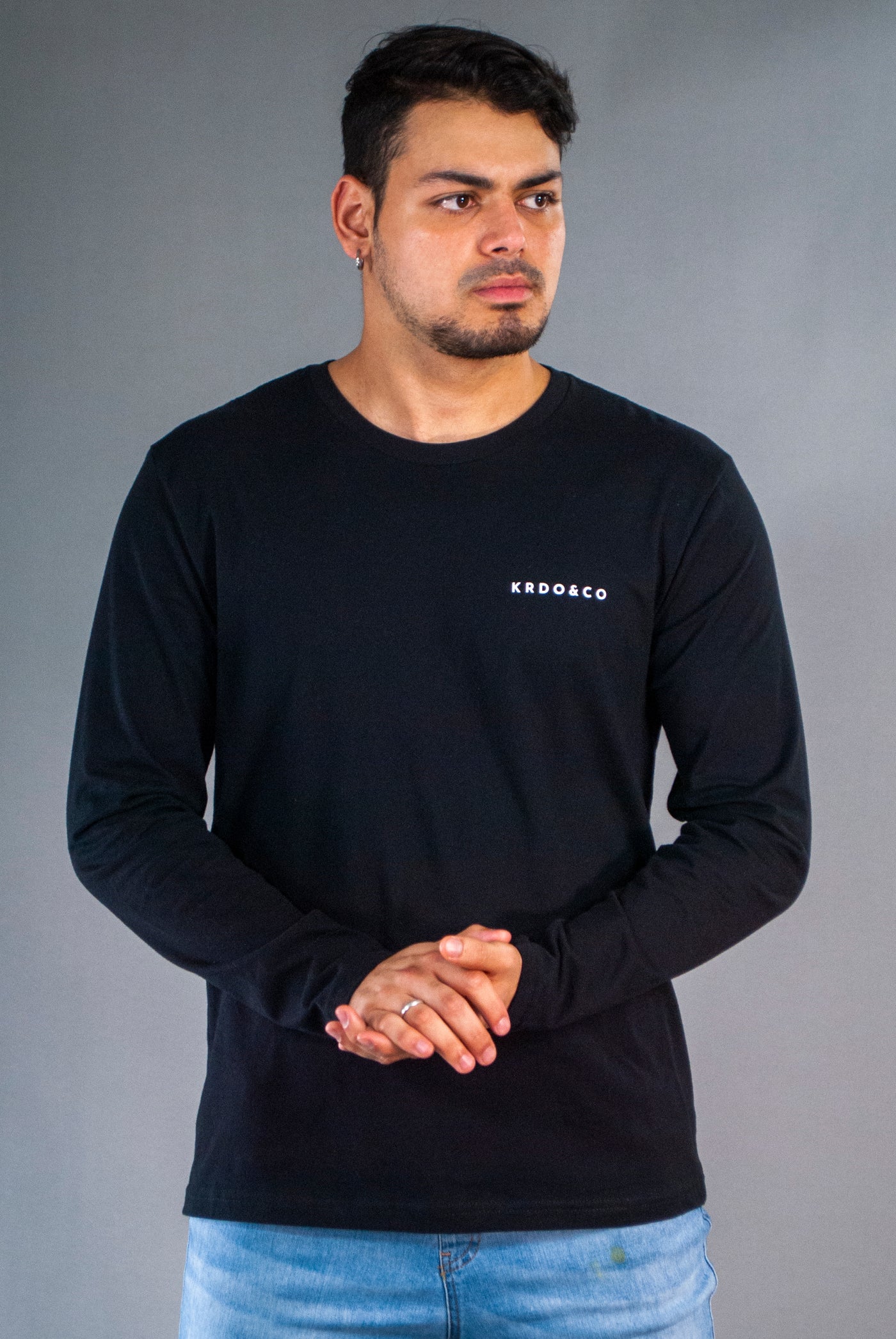 Long Sleeve Black T-Shirt | Long Black T-Shirt For Men | Krdoandco